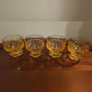 Vintage 1970s Tiffin Franciscan Madeira Cornsilk Yellow Glass Drinkware 4 Pieces